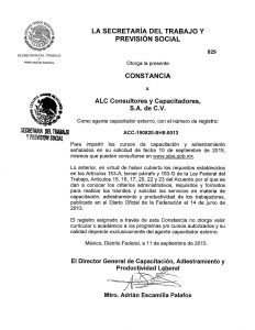 Certificado Secretaría del trabajo y previsión social